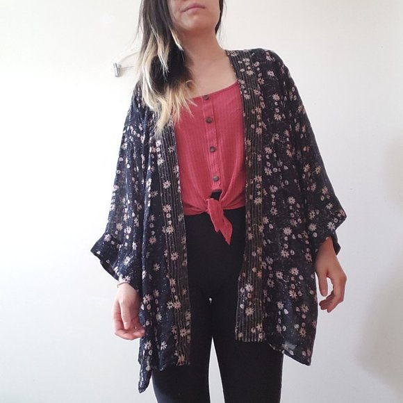 Anthropologie Erfurt Daisy Navy Kimono OS - Picture 7 of 8